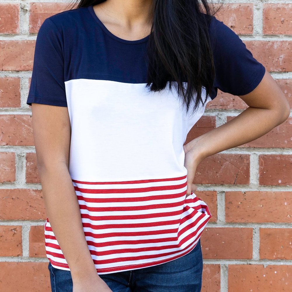 Color Block Short Sleeve Top